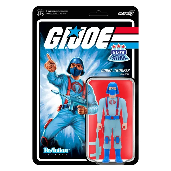 Super7 G.I. Joe Reaction Figures Wave 1B - Cobra Trooper Y-Back (Glow Patrol)| G.I. Joe