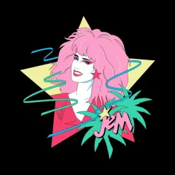 Super7 Jem And The Holograms - Jem Portrait Star - Vintage Black T-Shirt| Jem And The Holograms