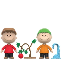Super7 Peanuts Reaction Figures Wave 06 (Holiday Box Set) - Charlie Brown With Sad Christmas Tree And Linus| Peanuts