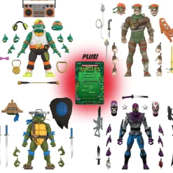 Super7 Teenage Mutant Ninja Turtles Ultimates! Wave 11 - Rat King, Rapper Mike, Ninja Nomad Leonardo & Foot Soldier (Battle Damaged)| Teenage Mutant Ninja Turtles