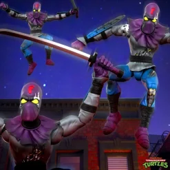 Super7 Teenage Mutant Ninja Turtles Ultimates! Wave 11 - Rat King, Rapper Mike, Ninja Nomad Leonardo & Foot Soldier (Battle Damaged)| Teenage Mutant Ninja Turtles