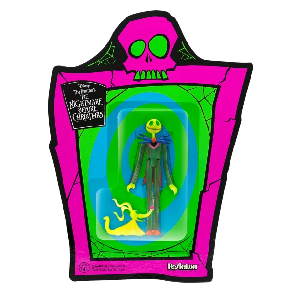 Super7 Tim Burton'S Nightmare Before Christmas Reaction Figure - Jack Skellington Neon And Glow-In-The-Dark (Sdcc 2020)| The Nightmare Before Christmas